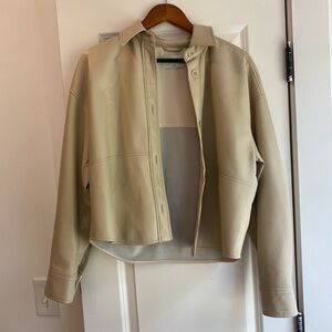 Babaton Aritzia Beige Faux Leather Jacket / Shirt